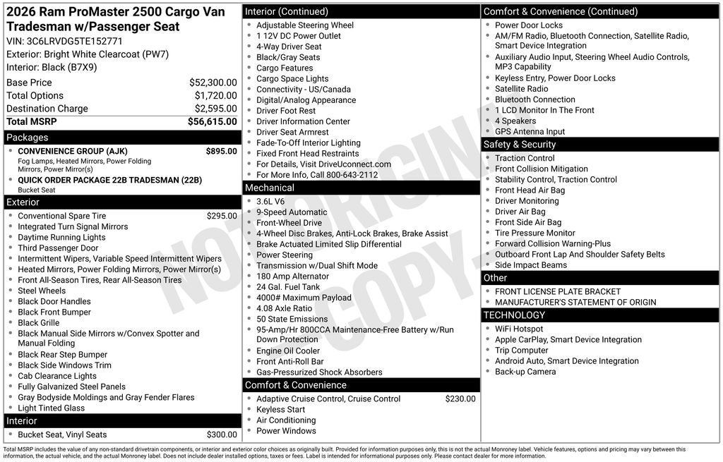 2026 RAM ProMaster 2500 High Roof