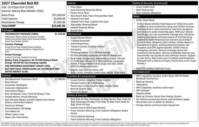 2027 Chevrolet Bolt RS