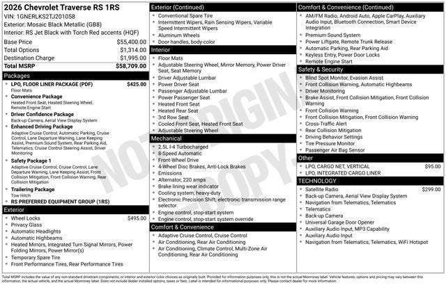 2026 Chevrolet Traverse RS