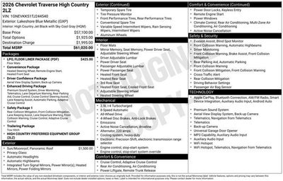 2026 Chevrolet Traverse High Country