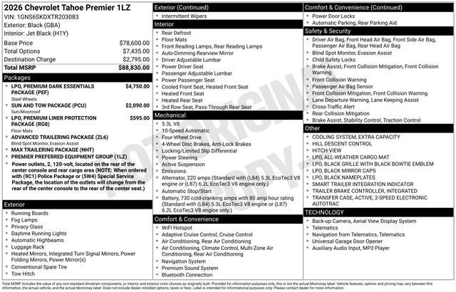 2026 Chevrolet Tahoe Premier